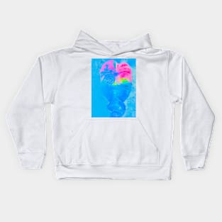 A pastel blue pink Bali face mask Kids Hoodie